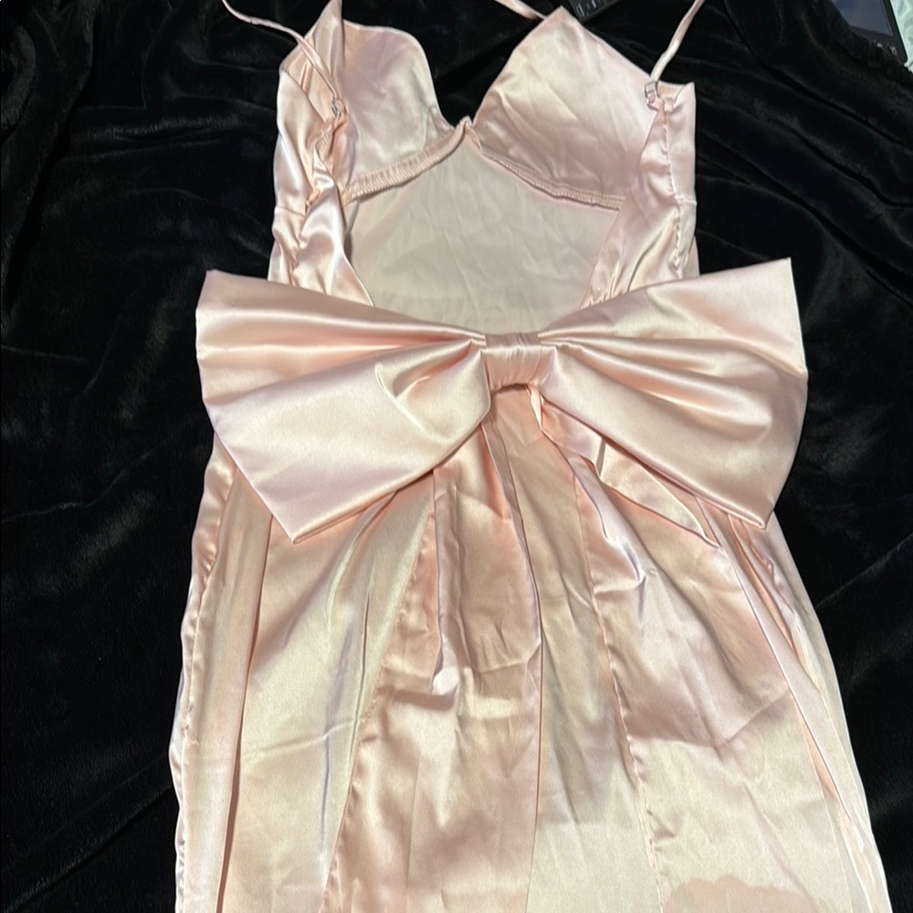 Elegant Pink Satin Sleepwear with Bow